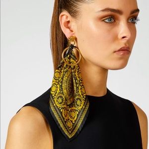 VERSACE Medusa & Baroque Print Silk Scarf Earrings